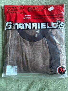 Vintage Stanfied's Brown & Black Ringer Crew Neck T-Shirt - Packaged